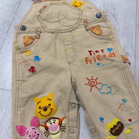 Disney Kids Overalls - Tan with Colorful Embroidery - Picture 3 of 10